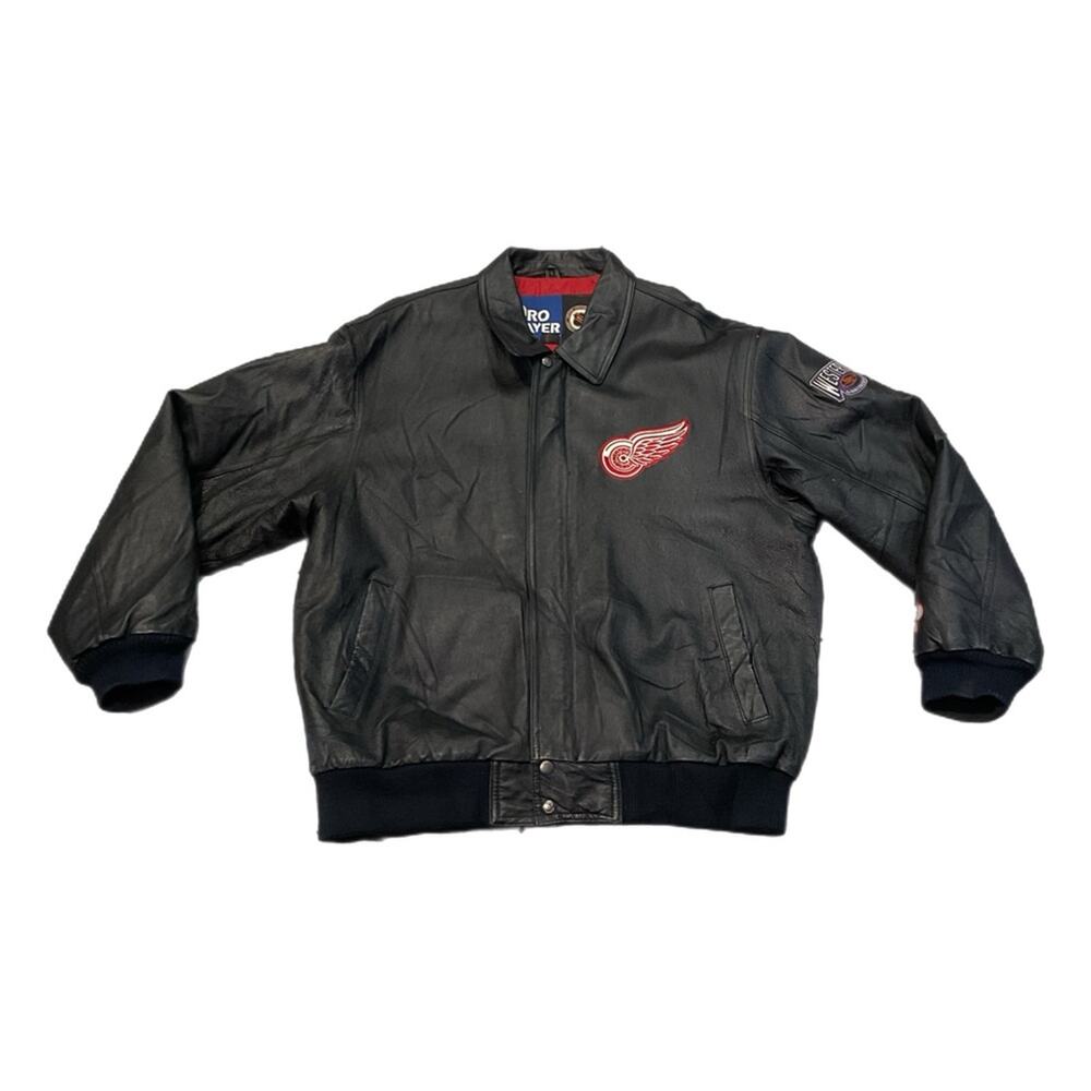 Vintage 90’s Pro Player Red Wings Leather Jacket